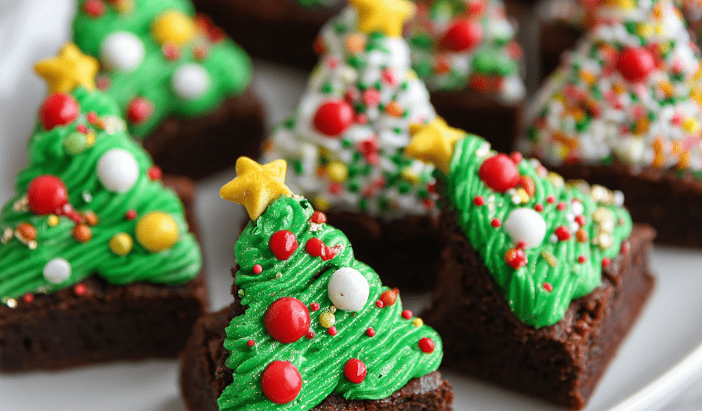 Christmas Tree Brownie Bites