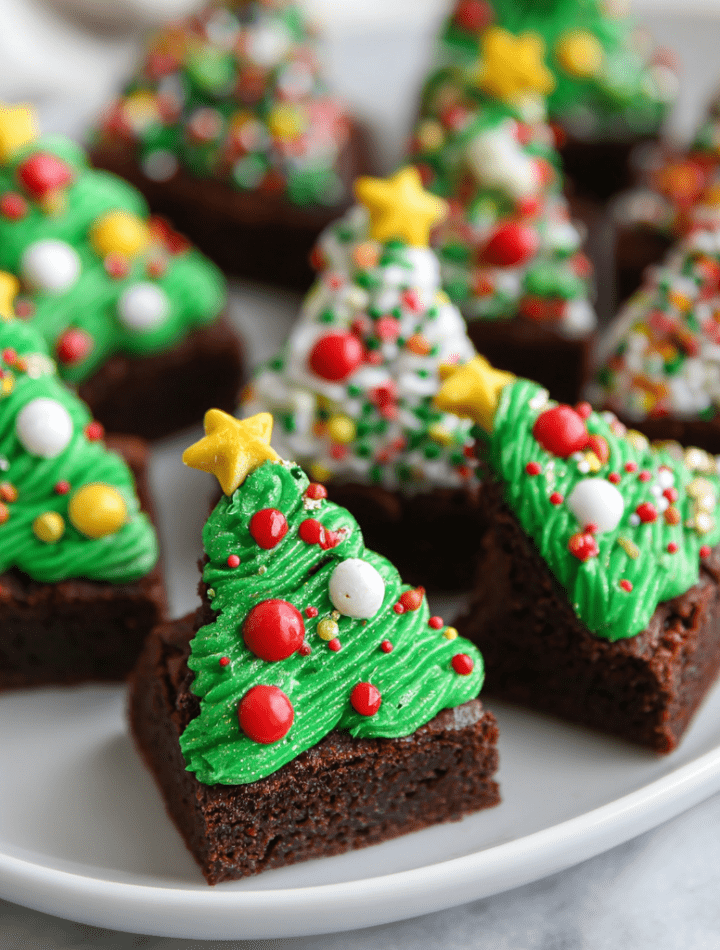 Christmas Tree Brownie Bites