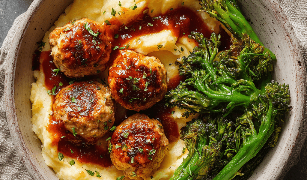 Mashed Potato & Turkey Meatball Bowls