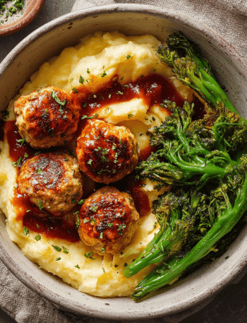 Mashed Potato & Turkey Meatball Bowls