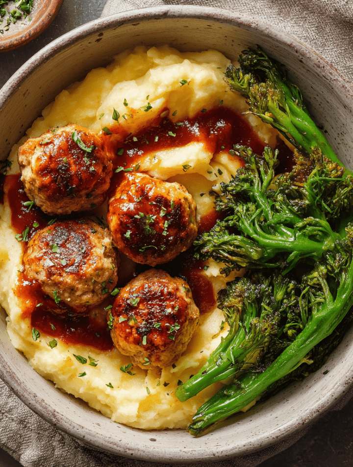 Mashed Potato & Turkey Meatball Bowls