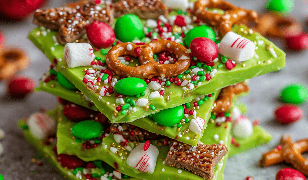 Grinch-Inspired Christmas Candy Bark