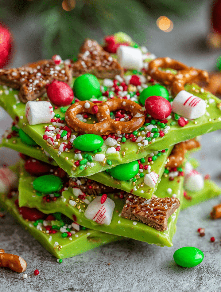 Grinch-Inspired Christmas Candy Bark