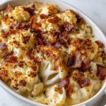 Roasted Cauliflower Gratin with Cheddar & Bacon