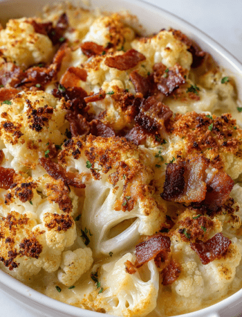 Roasted Cauliflower Gratin with Cheddar & Bacon