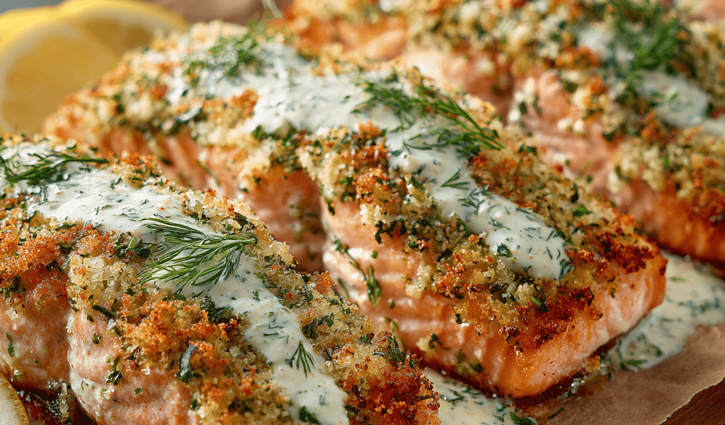 Herb-Crusted Salmon with Lemon Dill Sauce