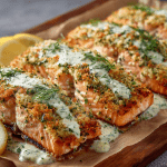 Herb-Crusted Salmon with Lemon Dill Sauce