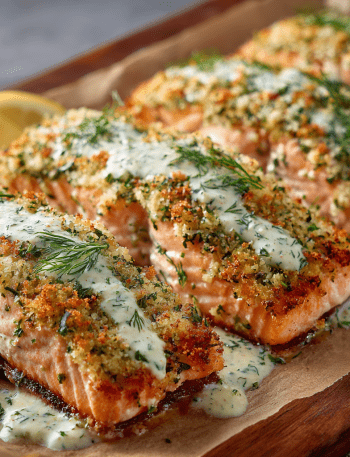 Herb-Crusted Salmon with Lemon Dill Sauce