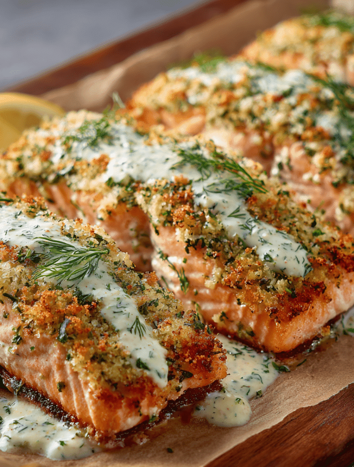 Herb-Crusted Salmon with Lemon Dill Sauce