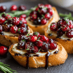 Cranberry Brie Crostini with Rosemary Balsamic Glaze
