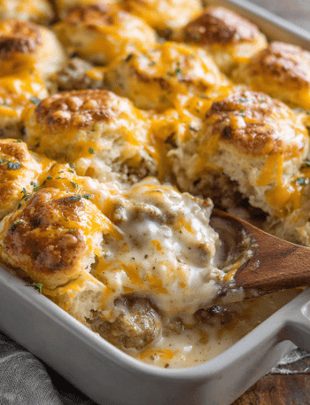 Biscuits and Gravy Breakfast Casserole