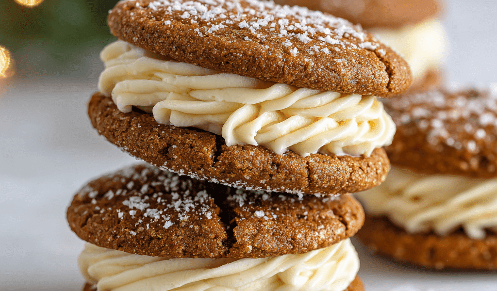 Molasses Sandwich Cookies with Vanilla-Maple Buttercream