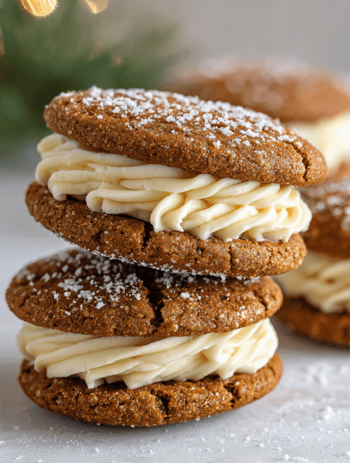 Molasses Sandwich Cookies with Vanilla-Maple Buttercream