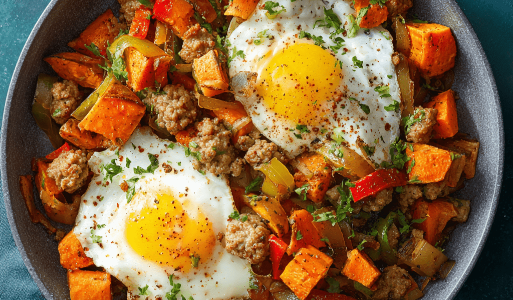 Sausage, Egg & Sweet Potato Hash