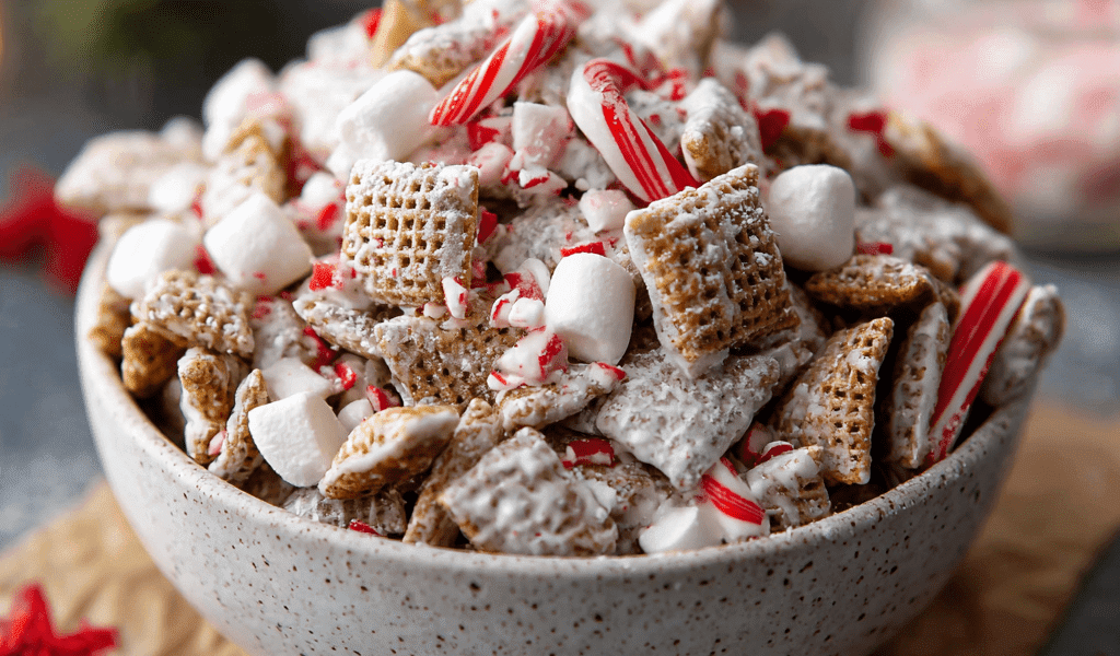 Peppermint Bark Muddy Buddies – Crunchy, Cool, and Completely Addictive