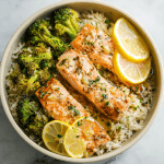 Garlic Lemon Salmon Rice Bowls
