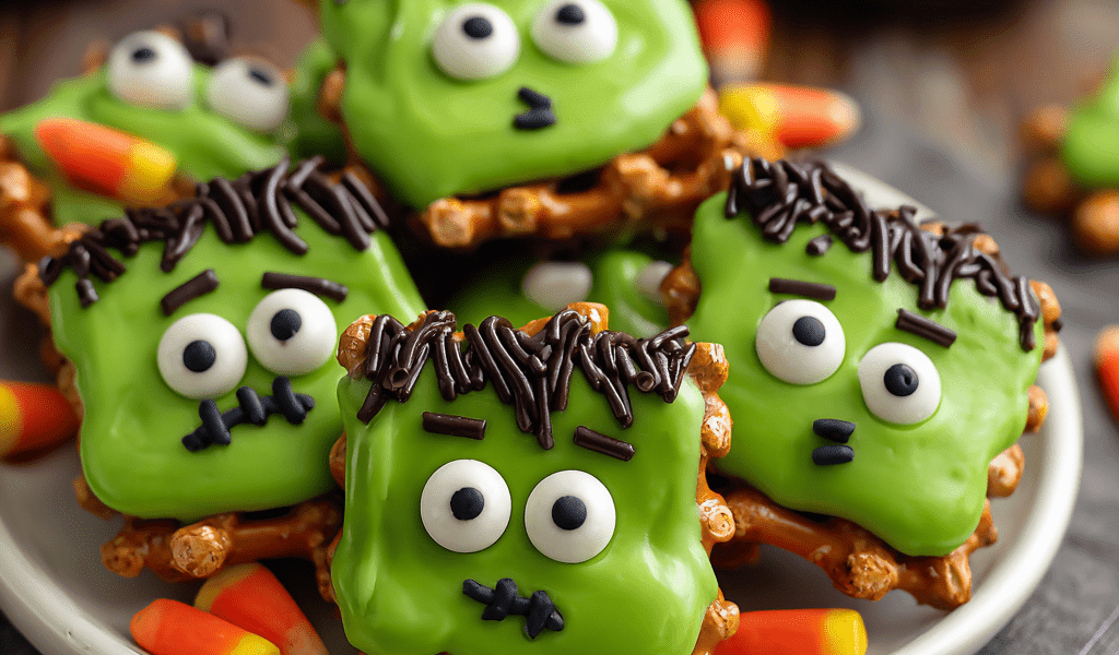 Frankenstein Halloween Pretzels