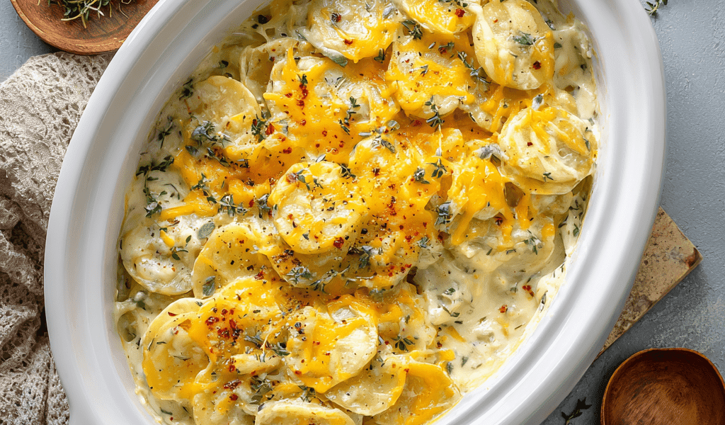 Slow Cooker Cheesy Scalloped Potatoes