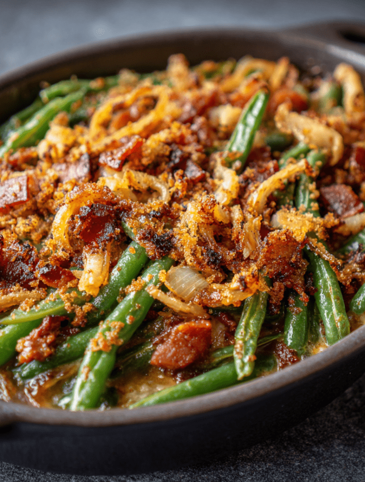Bacon & Caramelized Onion Green Bean Casserole
