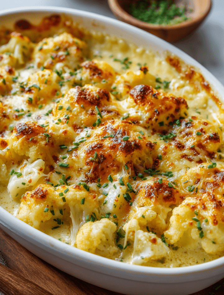 Cheddar & Chive Cauliflower Gratin