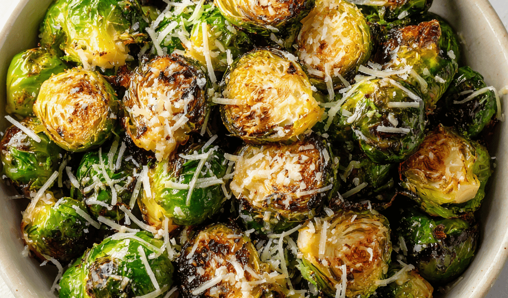 Air Fryer Brussels Sprouts with Parmesan