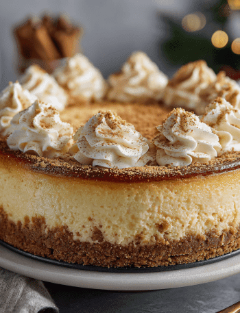 Eggnog Cheesecake with Gingersnap Crust