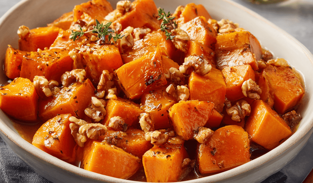 Maple Glazed Sweet Potatoes with Toasted Walnuts