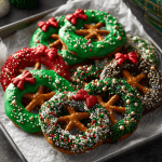 Easy No-Bake Christmas Pretzel Wreaths