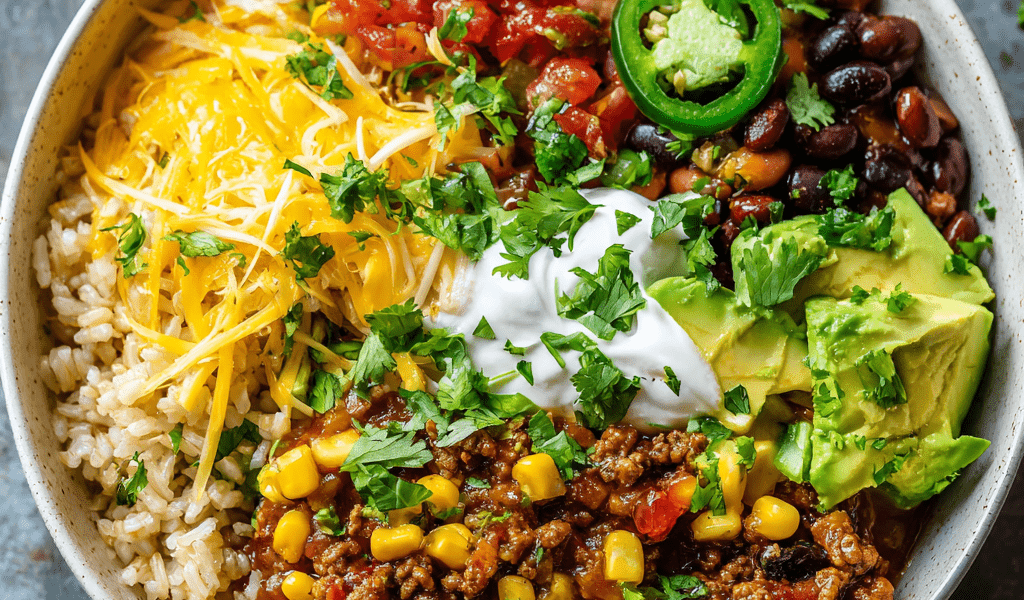 Slow Cooker Ground Beef Taco Bowls