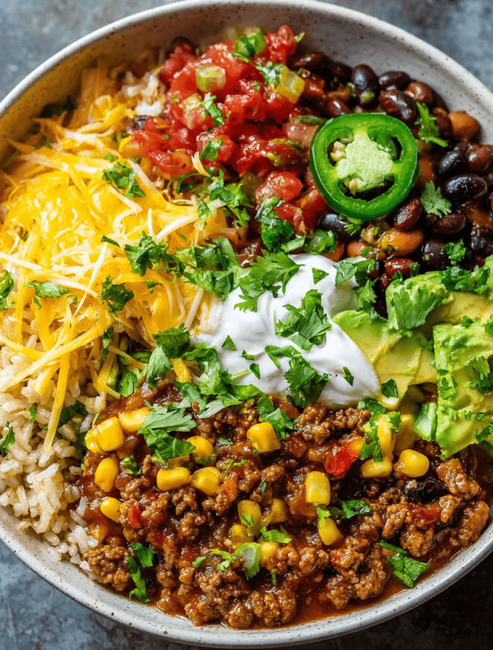 Slow Cooker Ground Beef Taco Bowls