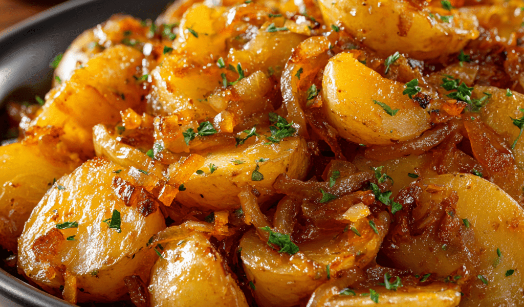 Slow Cooker Amish Savory Onion Potatoes