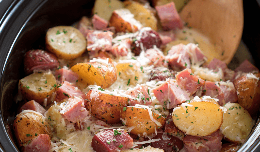 Slow Cooker Ham and Potatoes