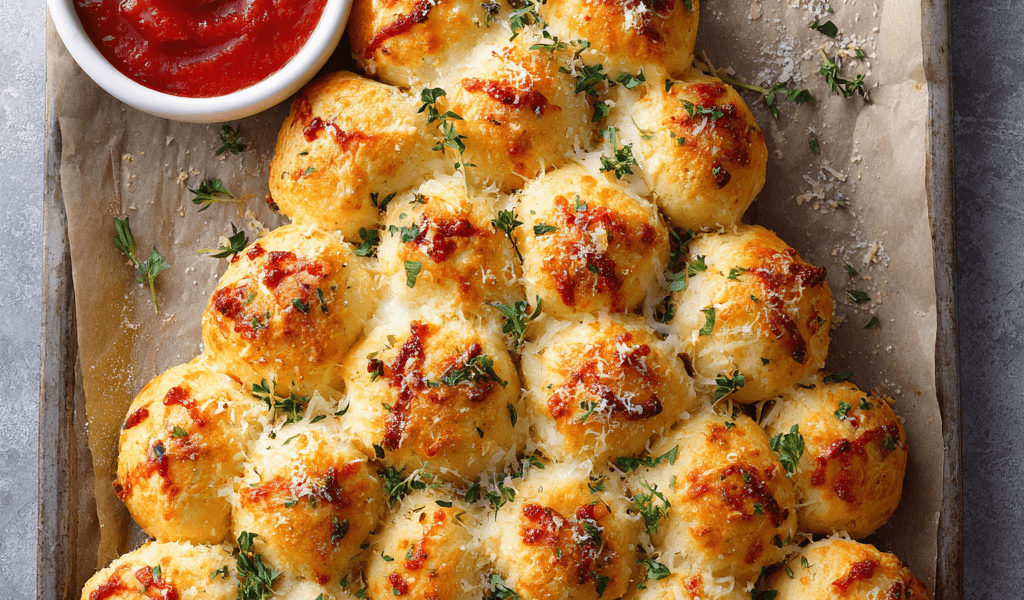 PULL-APART CHRISTMAS TREE PIZZA BITES