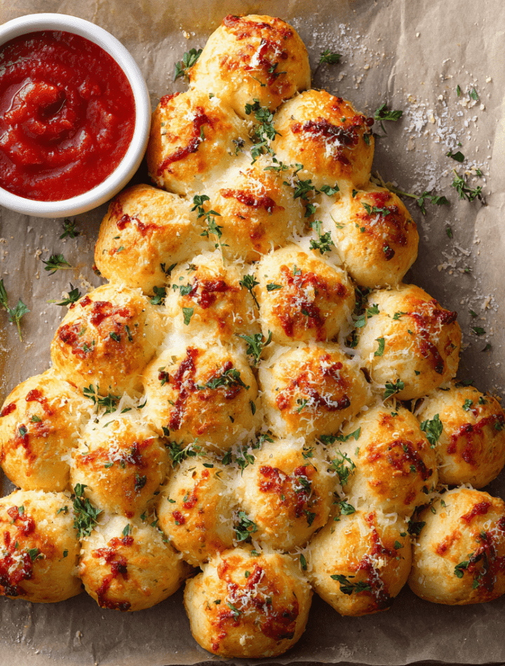 PULL-APART CHRISTMAS TREE PIZZA BITES