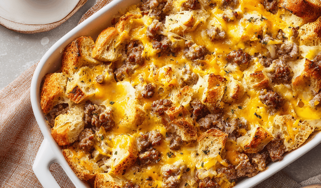 Cheesy Make-Ahead Breakfast Sausage Casserole