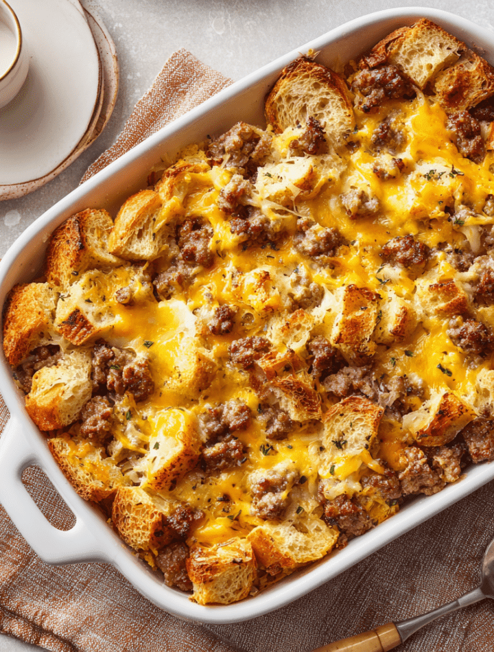 Cheesy Make-Ahead Breakfast Sausage Casserole