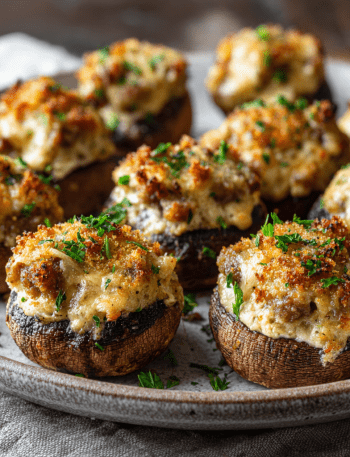 Stuffed Mushroom Caps with Sausage & Cheese