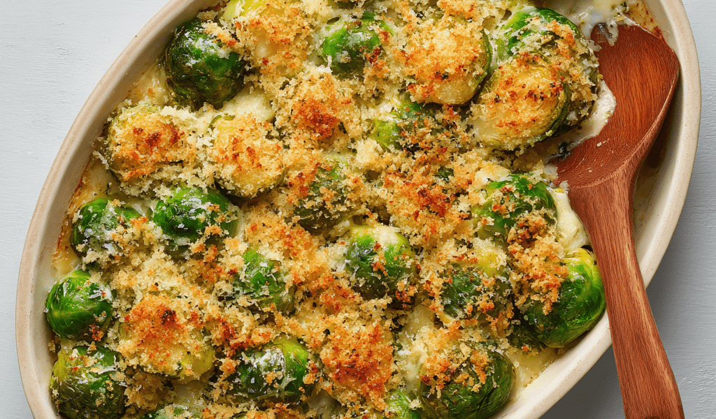 Brussels Sprouts Au Gratin with Parmesan Crust
