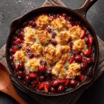 Cranberry Strawberry Cobbler with Orange Sugar Cookie Topping