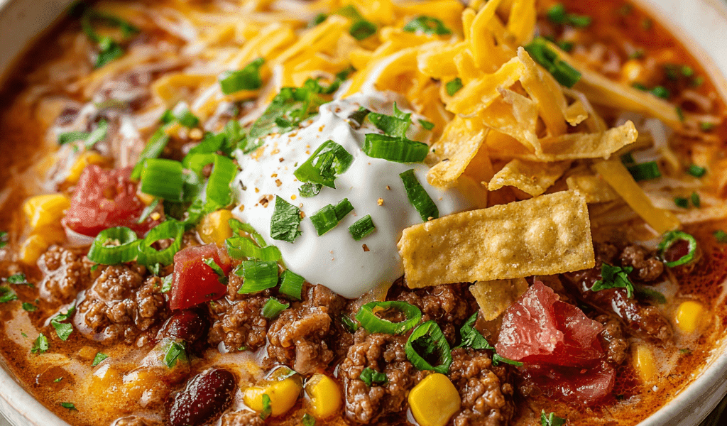 Creamy Cheesy Ground Beef Taco Soup
