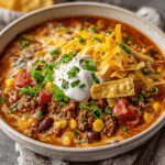 Creamy Cheesy Ground Beef Taco Soup
