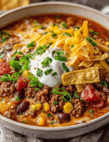 Creamy Cheesy Ground Beef Taco Soup