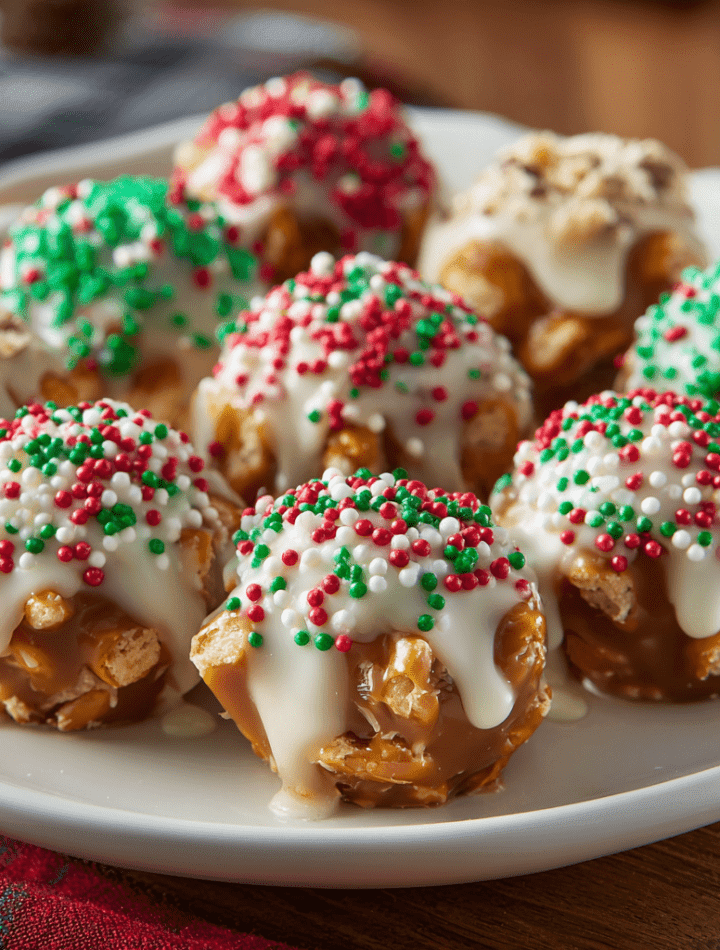 Christmas Caramel Pretzel Bites – Sweet, Salty, and Super Festive