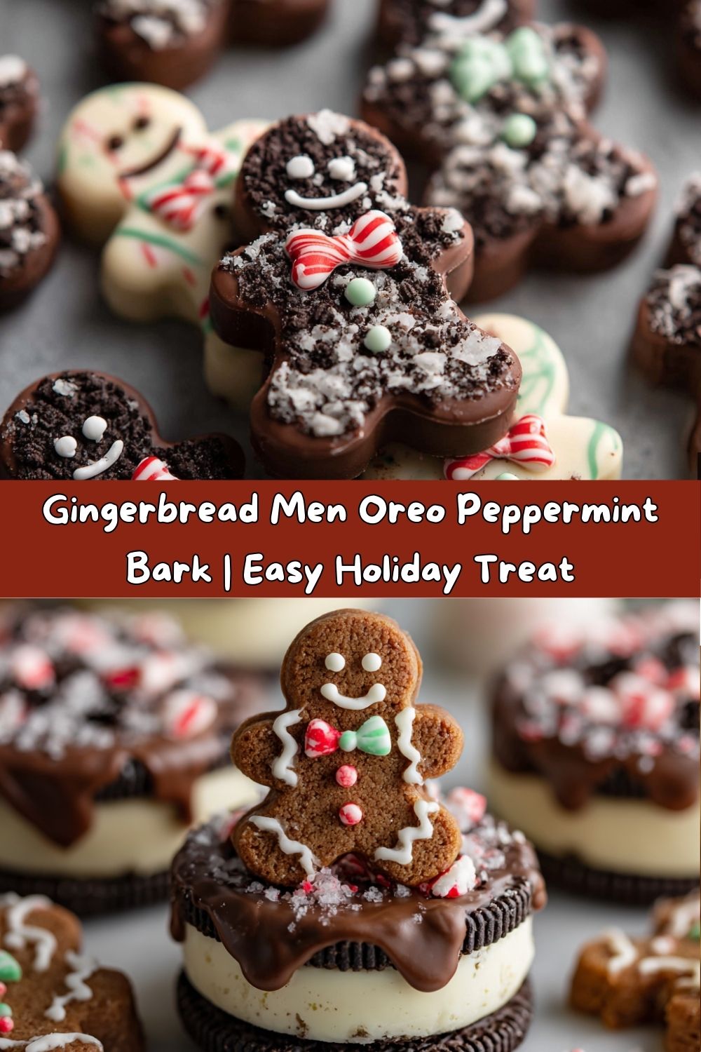 Gingerbread Men Oreo Peppermint Bark