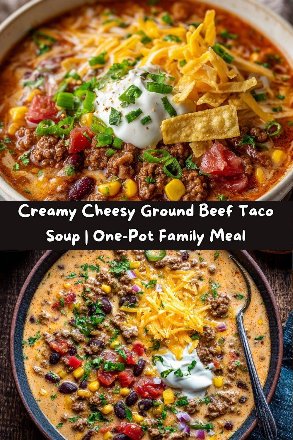 Creamy Cheesy Ground Beef Taco Soup