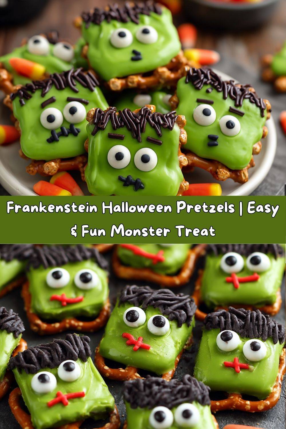 Frankenstein Halloween Pretzels