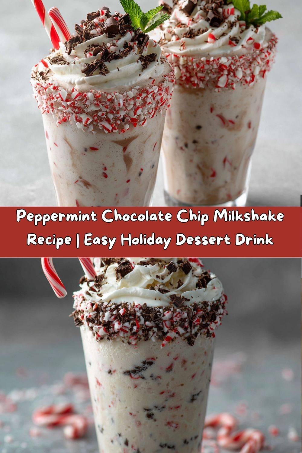 Peppermint Chocolate Chip Milkshakes