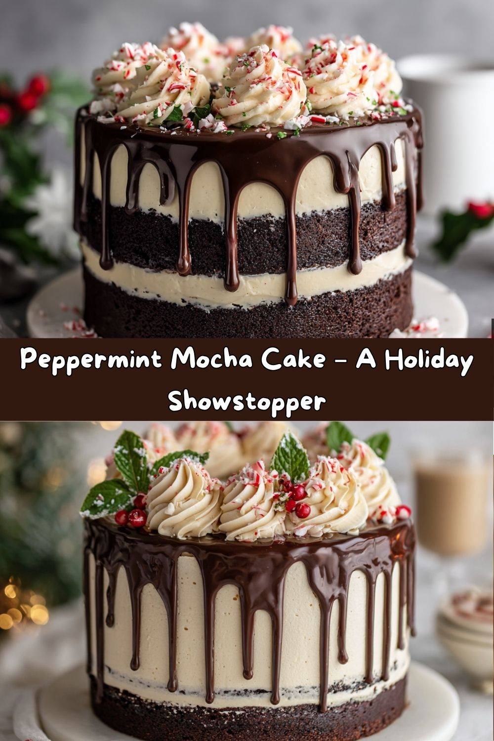 Peppermint Mocha Cake with Ganache Drip