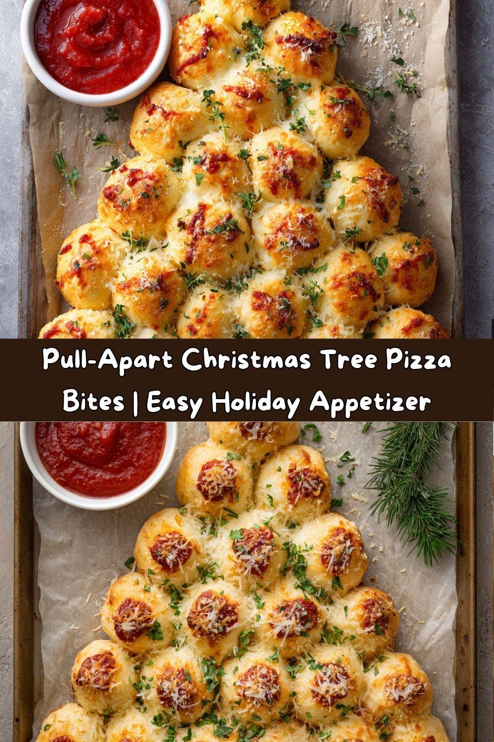 PULL-APART CHRISTMAS TREE PIZZA BITES