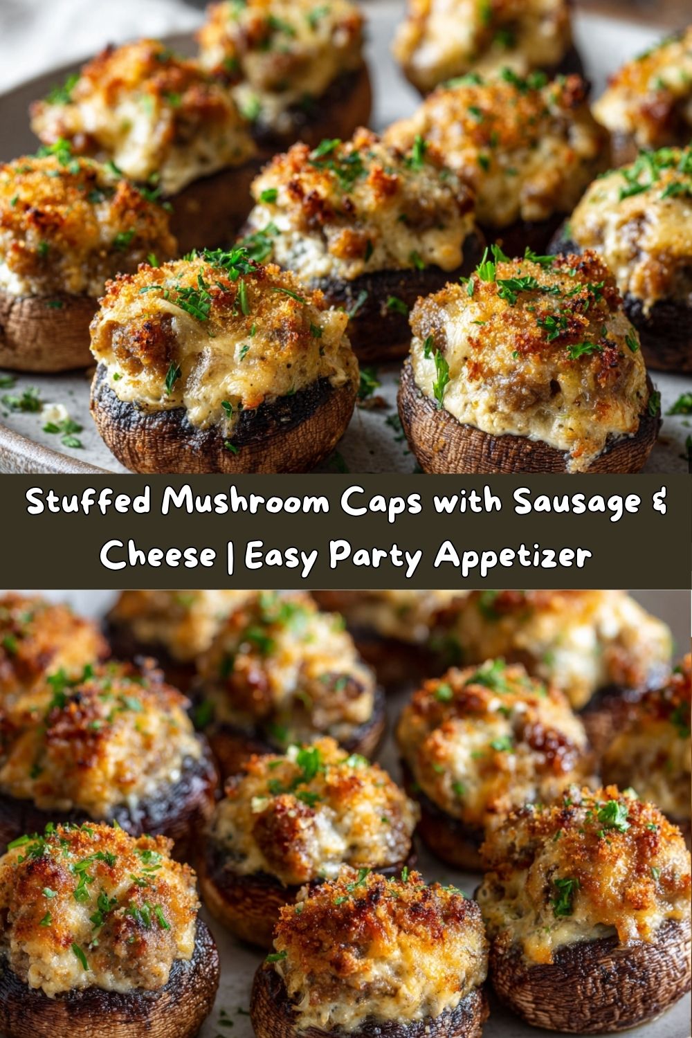 Stuffed Mushroom Caps with Sausage & Cheese